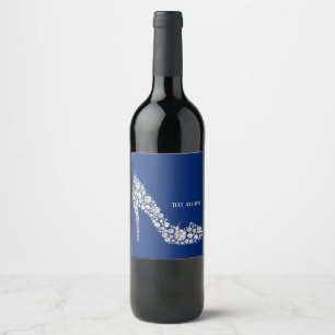 Etiqueta Para Botella De Vino purpurina de tacones altos de diamante elegante