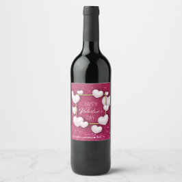 Etiqueta Para Botella De Vino Purpurina el día de San Valentín de corazón blanco