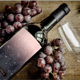 Etiqueta Para Botella De Vino Purpurina Rojo y Rosa Moderno Sparkles Nombre Etiq