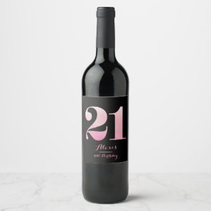 Etiqueta Para Botella De Vino Purpurina Rosa 21ª Fiesta de cumpleaños