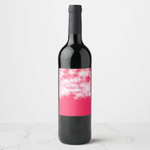 Etiqueta Para Botella De Vino Purpurina rosa rojo chisporroteando De vuelta al m