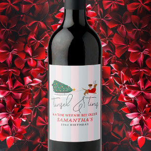 Etiqueta Para Botella De Vino Purpurina y Martinis Un Poco Más Viejita Navidad D