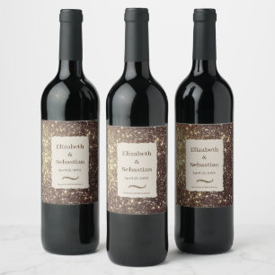 Etiqueta Para Botella De Vino Purpurinas brillantes de oro
