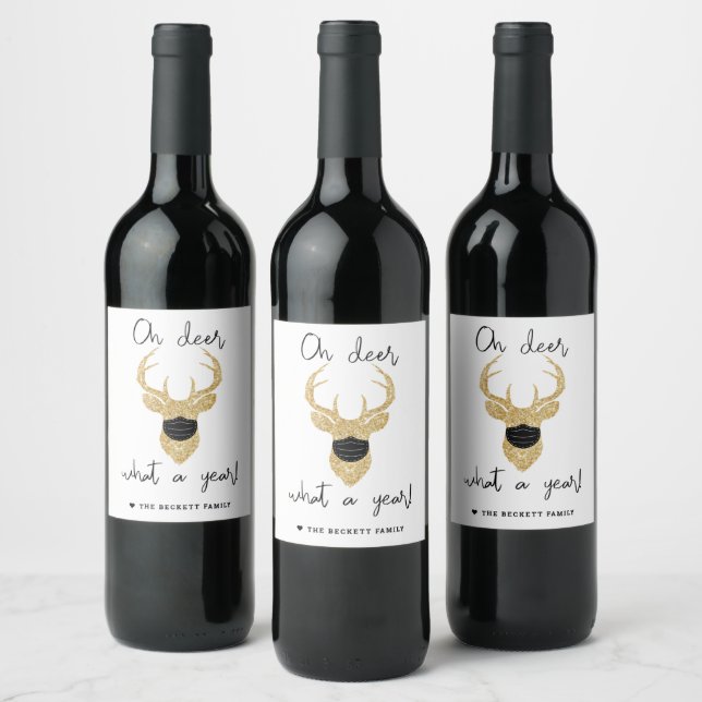 Etiqueta Para Botella De Vino ¡Qué Año! Festividad de Navidades divertidos (Botellas)