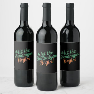 Etiqueta Para Botella De Vino Que Comiencen Las Travesuras Divertidas Irlandesas
