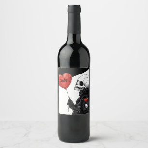 Etiqueta Para Botella De Vino Querido Personalizable - Calavera con globo