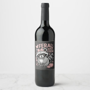 Etiqueta Para Botella De Vino Raccoon de sensibilización sobre el cáncer de mama