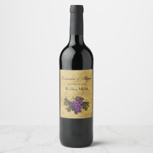 Etiqueta Para Botella De Vino Racimo de Uvas Moradas Afligidas Fondo con Mancha 
