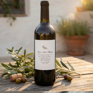 Etiqueta Para Botella De Vino Rama de Olivo Boda Minimalista Elegante