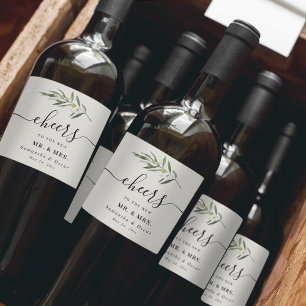 Etiqueta Para Botella De Vino Rama verde oliva simple acuarela