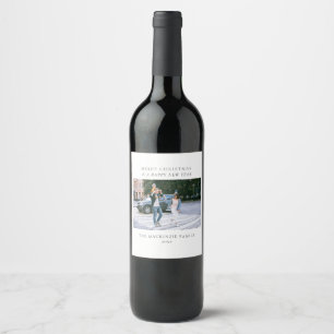 Etiqueta Para Botella De Vino Ramas de acebo de Navidad personalizadas para foto