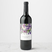 Ramo de acuarela violeta púrpura con guión dorado