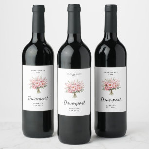 Etiqueta Para Botella De Vino Ramo de flores de peonía rosa bonita - Elaboración