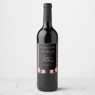 Etiqueta Para Botella De Vino Ramo de rosas de esquina elegante Chic Boda
