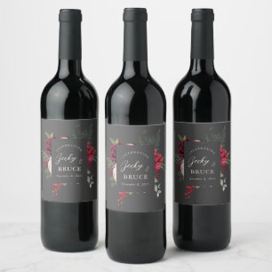 Etiqueta Para Botella De Vino Ramo Nupcial Romántico Personalizado