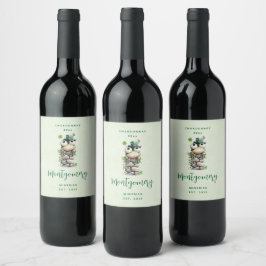 Etiqueta Para Botella De Vino Rana con sombrero verde y trébol haciendo vino ado