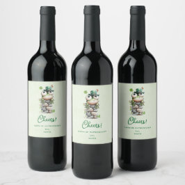 Etiqueta Para Botella De Vino Rana con sombrero verde y trébol simpático brindis