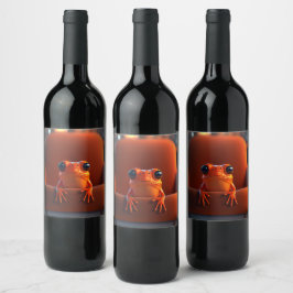 Etiqueta Para Botella De Vino Rana naranja