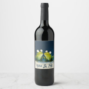 Etiqueta Para Botella De Vino Ranas Tú & Yo – Arte Animal Romántico y Lindo
