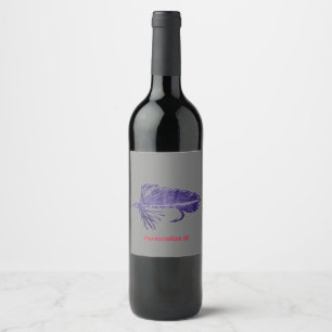 Etiqueta Para Botella De Vino Rasero morado de Matuka, atadura de mosca, arte de