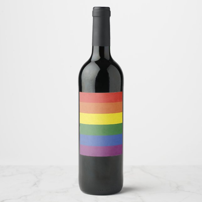 Etiqueta Para Botella De Vino Rayas arcoiris (Anverso)