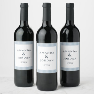 Etiqueta Para Botella De Vino Rayas Azules Elegantes