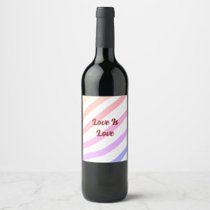Etiqueta Para Botella De Vino Rayas de colores arcoiris colores el amor pastel e
