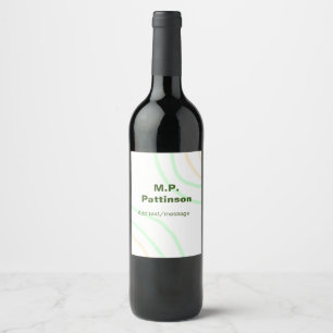 Etiqueta Para Botella De Vino Rayas de naranja verde agregar mensaje de texto de