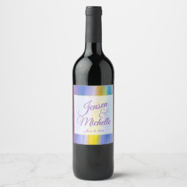 Etiqueta Para Botella De Vino Rayo abstracto violeta y dorado