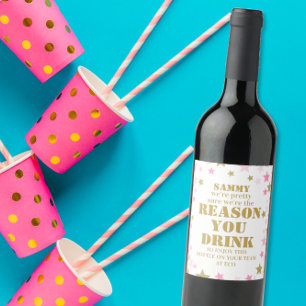 Etiqueta Para Botella De Vino Razón divertida bebe Regalo de Apreciación Jefe