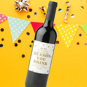 Etiqueta Para Botella De Vino RAZONES POR LAS QUE BEBES EL regalo de Apreciación