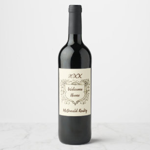Etiqueta Para Botella De Vino Realtor del hogar de bienvenida de Vintage Shield