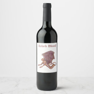 Etiqueta Para Botella De Vino Rebob Sangre amor gracioso mono flautista lindo