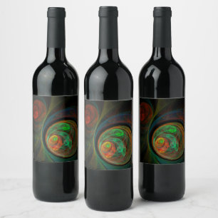 Etiqueta Para Botella De Vino Reborn Green Abstract Art
