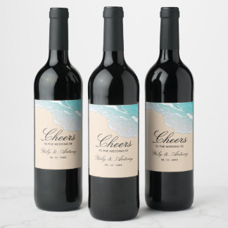 Etiqueta Para Botella De Vino Recepción de Bebidas de Orilla Romántica Celebraci