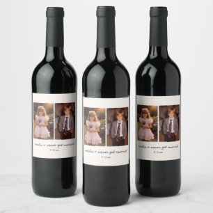 Etiqueta Para Botella De Vino Recepción de Boda de Foto de la Infancia Fiesta de