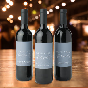 Etiqueta Para Botella De Vino Recepción de Boda Dusty Blue Felices para Siempre