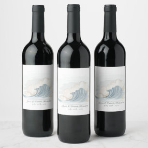 Etiqueta Para Botella De Vino Recepción elegante inspirada en el océano