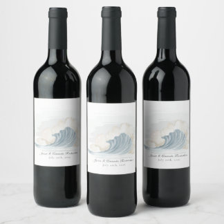 Etiqueta Para Botella De Vino Recepción elegante inspirada en el océano