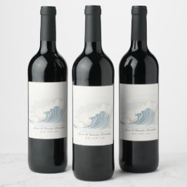 Etiqueta Para Botella De Vino Recepción elegante inspirada en el océano