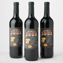 Etiqueta Para Botella De Vino Receta Amaretto Sour