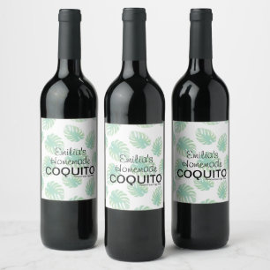Etiqueta Para Botella De Vino Receta Casera de Coquito Hoja de Palma