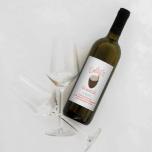 Etiqueta Para Botella De Vino Receta de Coquito Bebida Coco Cubierta de Mano