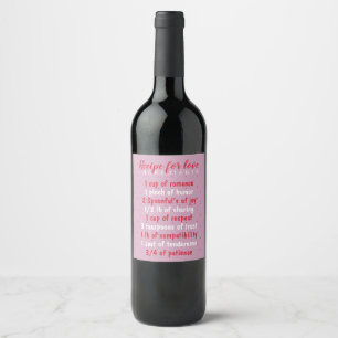 Etiqueta Para Botella De Vino Receta rosa para ingredientes de amor San Valentín