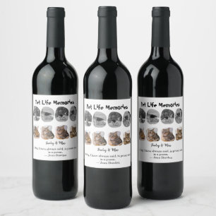 Etiqueta Para Botella De Vino Recuerdos de la vida de mascotas Plantilla de trib