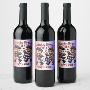 Etiqueta Para Botella De Vino Recuerdos del 250º aniversario de EE.UU. - Patriót