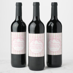 Etiqueta Para Botella De Vino Recuerdos Vintage Rosados Elegantes Florales para
