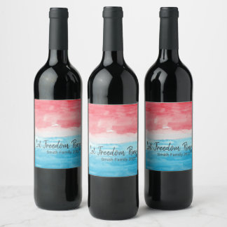 Etiqueta Para Botella De Vino Red & Blue Water Color Wine Label