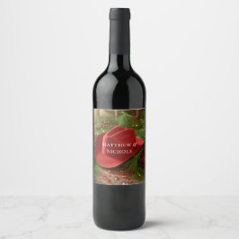 Etiqueta Para Botella De Vino Red Christmas Cowboy Hat Wedding