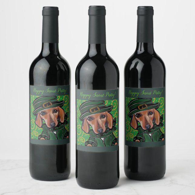 ETIQUETA PARA BOTELLA DE VINO RED DACHSHUND (Botellas)
